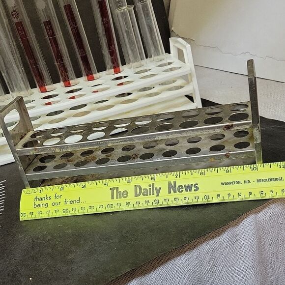 Vintage Test Tube Rack Set with Glass Tubes And Small Pipettes - Picture 13 of 16